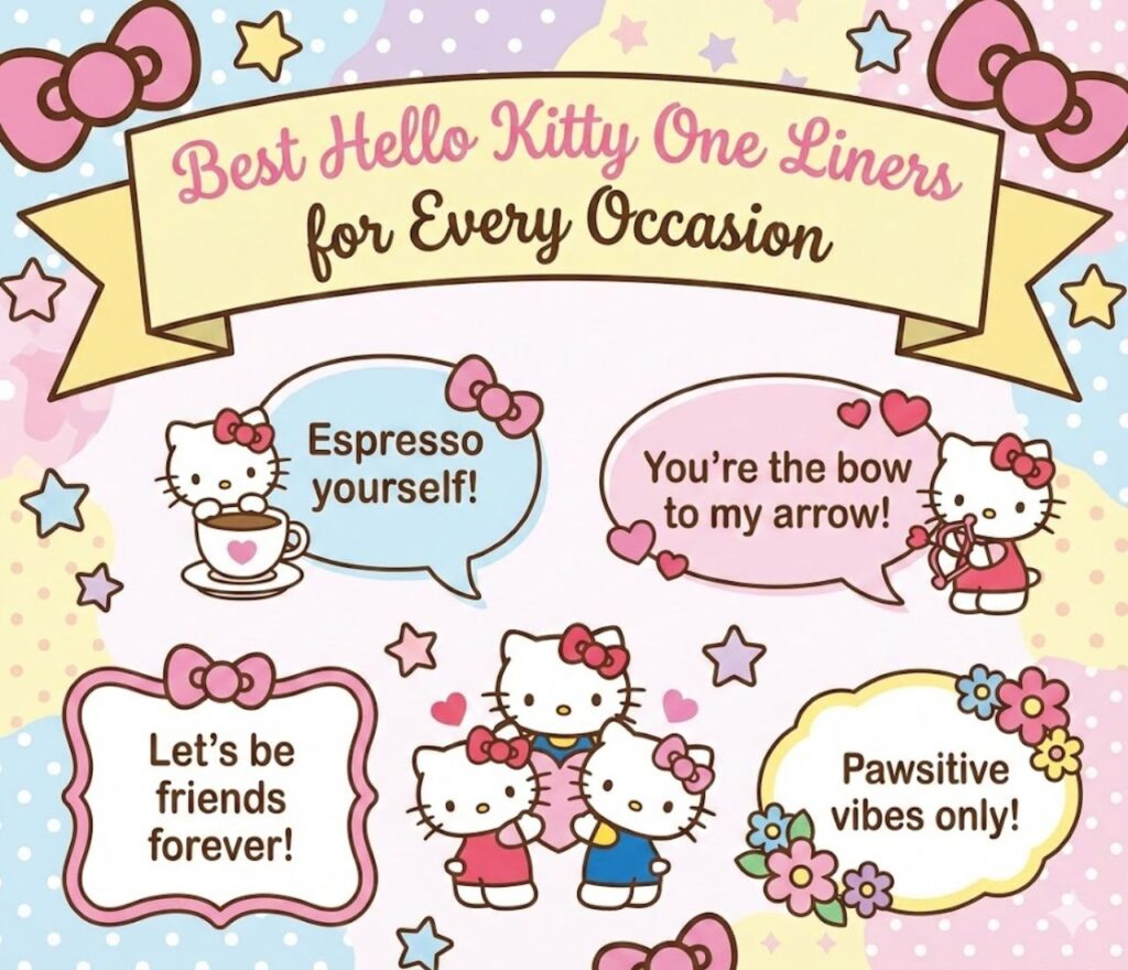 "Best Hello Kitty one-liners for every occasion, filled with cute, clever, and playful wordplay perfect for captions, posts, and messages."