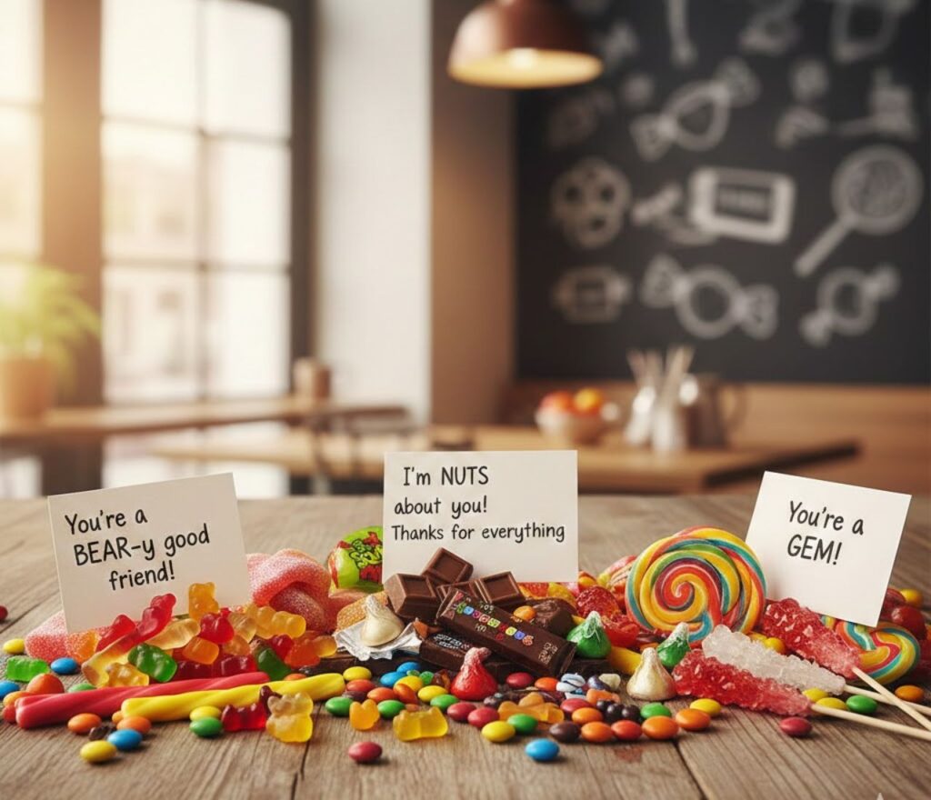 Sweet candy puns for appreciation, filled with playful wordplay, gratitude, and charm—perfect for thank-you notes, captions, and thoughtful messages