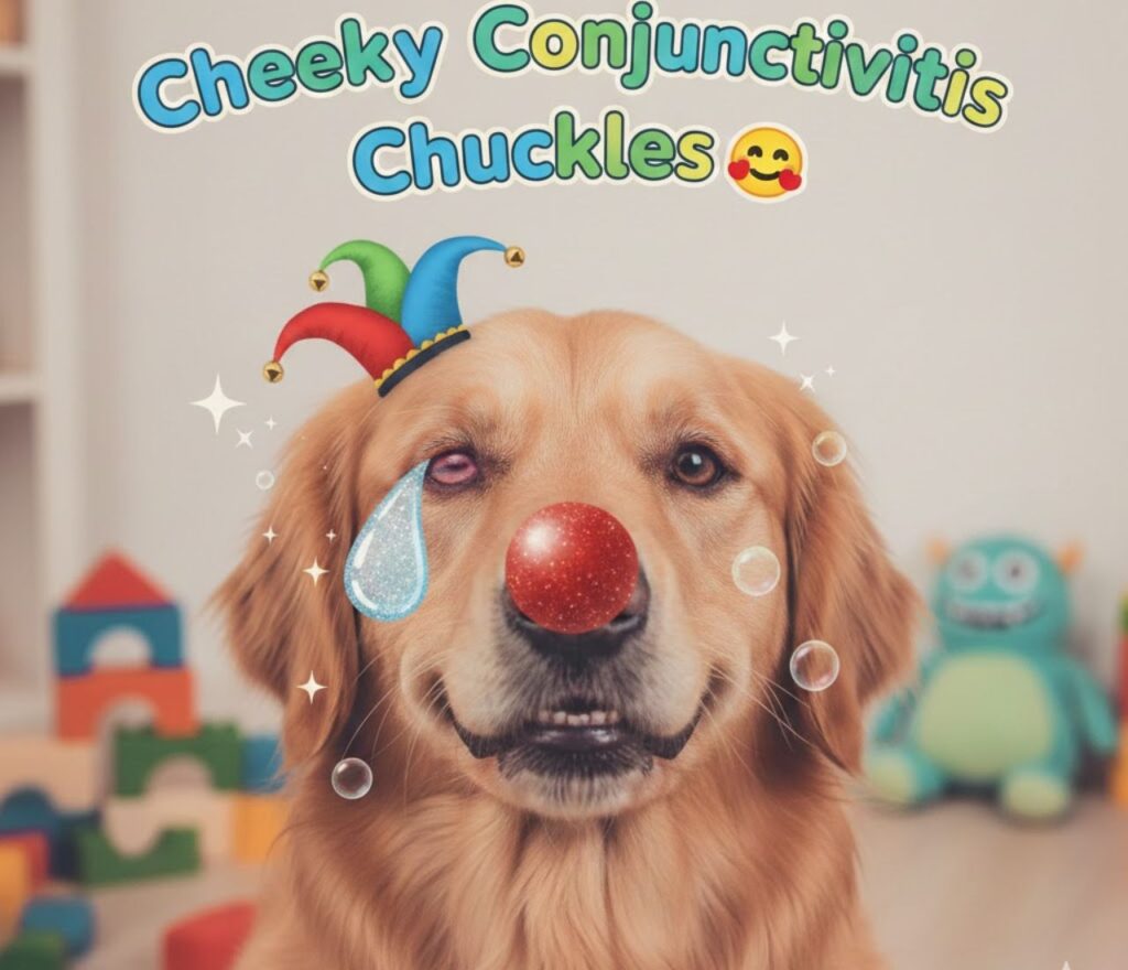"Cheeky conjunctivitis chuckles, full of playful, witty, and humorous wordplay perfect for captions, posts, and lighthearted eye-related jokes