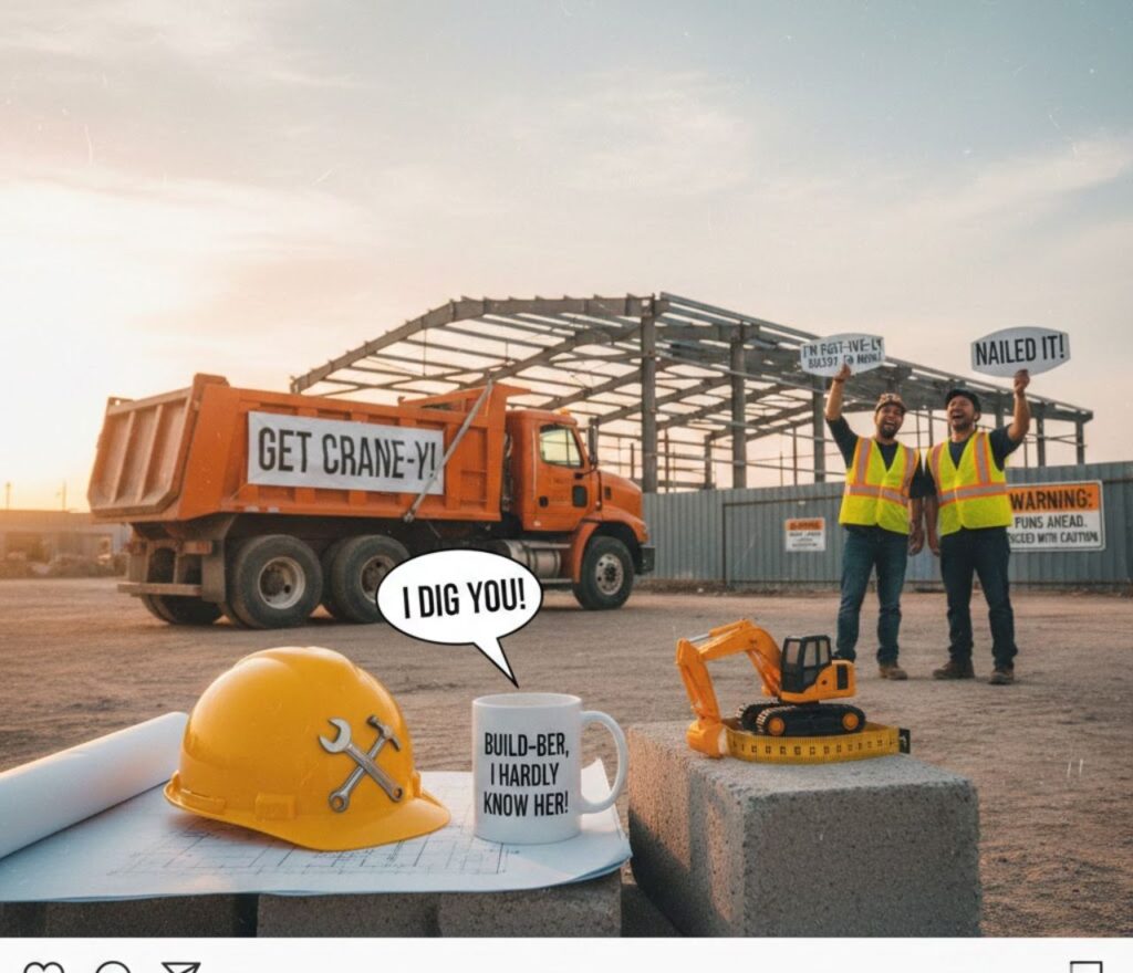 Construction Instagram puns, full of clever, funny, and playful wordplay perfect for captions, posts, stories, and building-themed social media content.