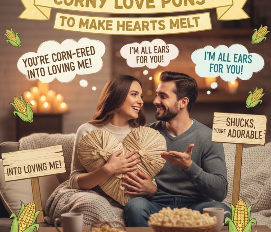 Corny love puns to make hearts melt, filled with sweet, funny, and charming wordplay perfect for romantic captions and messages.