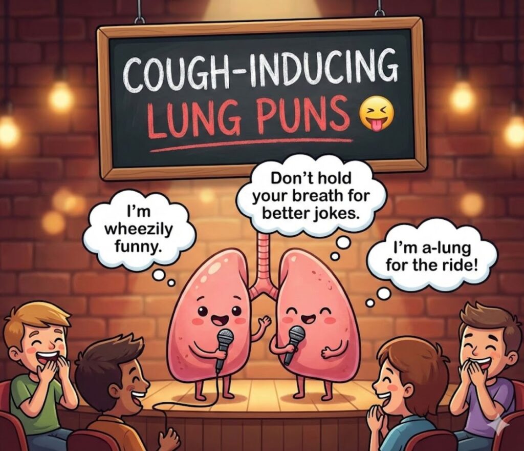 Cough-inducing lung puns packed with clever, playful, and humorous wordplay perfect for captions, posts, jokes, and lighthearted respiratory humor.