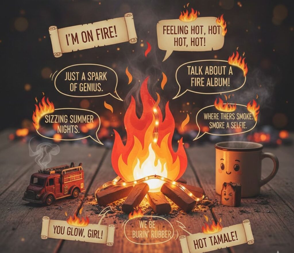 Collection of 199 fire puns to light up captions, jokes, and laughs, full of clever, playful, and fiery humor.