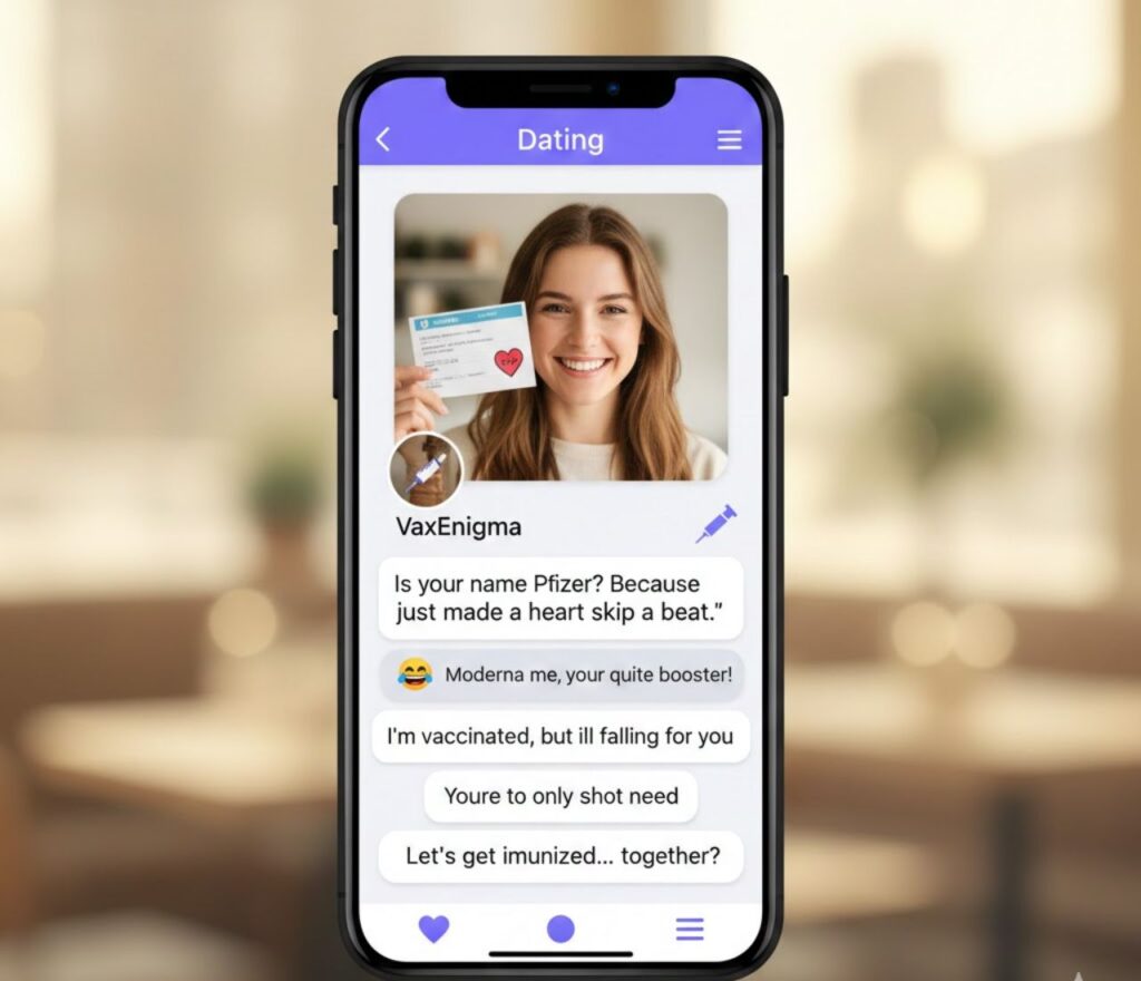 "Flirty vaccine puns for DMs and dating apps, full of playful, cheeky, and clever wordplay perfect for messages and captions."