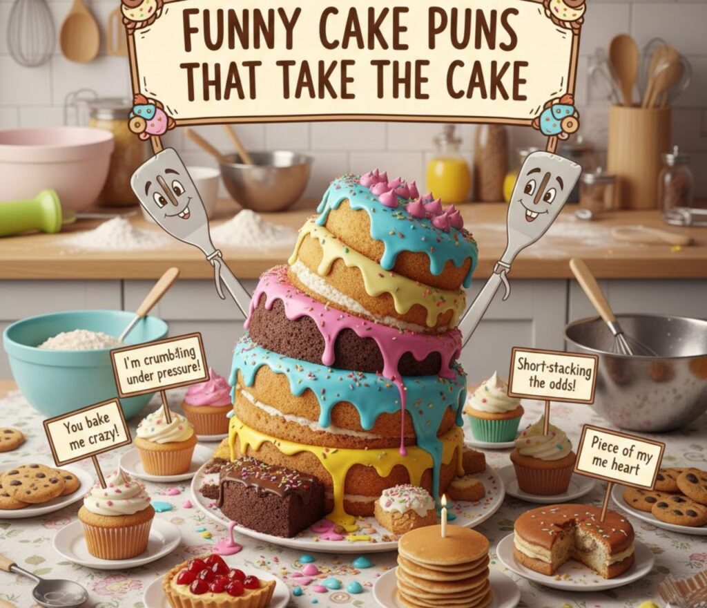 "Funny cake puns that take the cake, full of clever, playful, and sweet wordplay perfect for captions and posts.