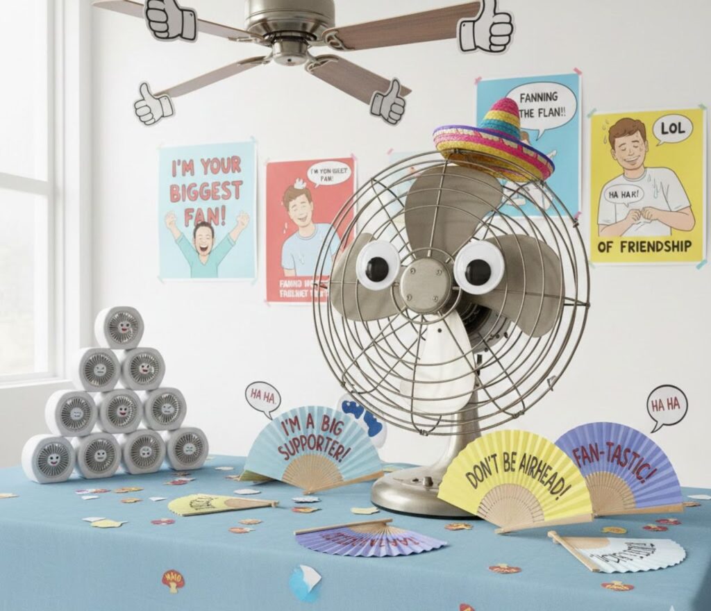 Romantic fan puns blending love, charm, and humor, perfect for captions, posts, and sharing sweet, playful wordplay with someone special."