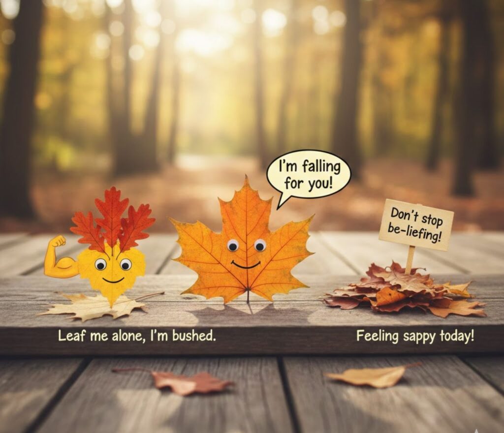 Funny leaf puns for social media, packed with clever, playful wordplay perfect for captions, posts, and nature-themed humor.