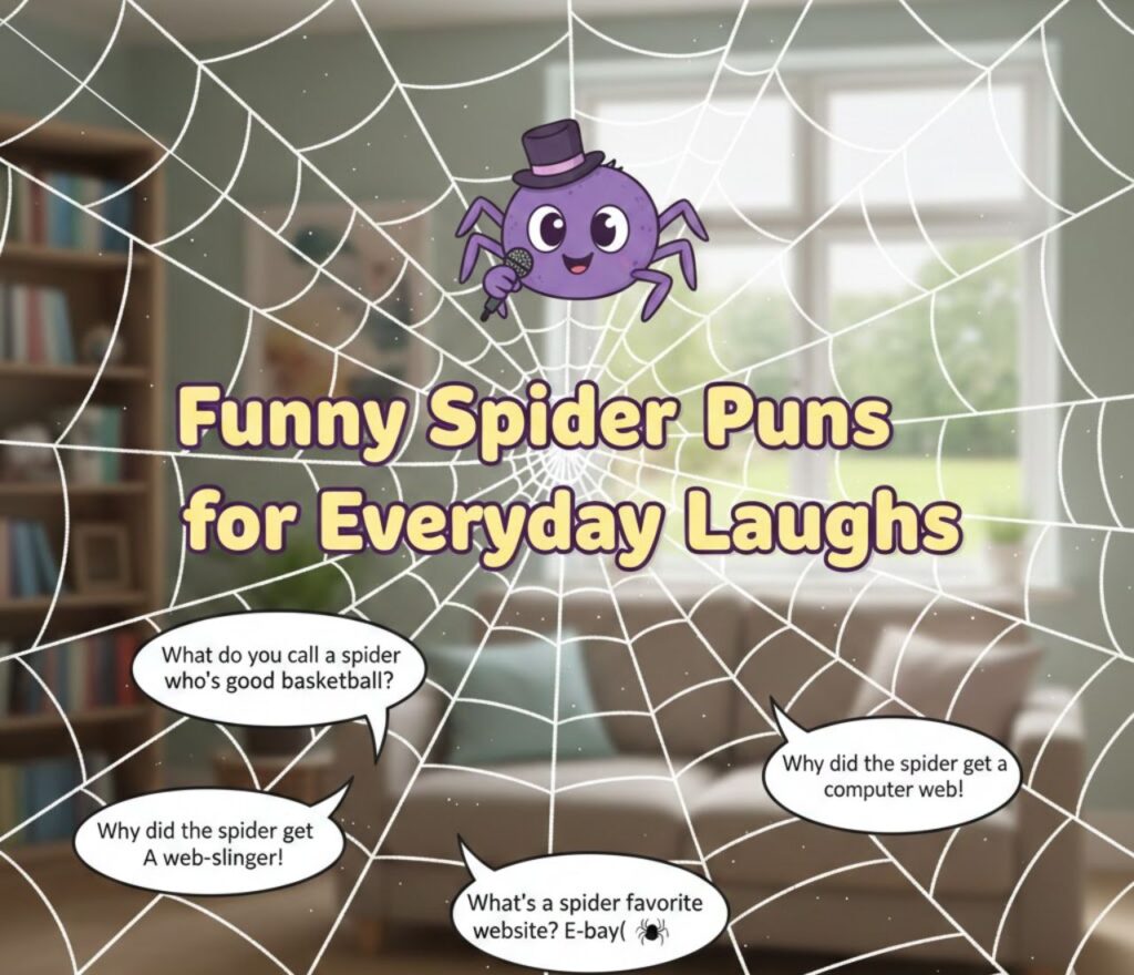 Funny spider puns for everyday laughs, filled with clever, playful wordplay perfect for captions, posts, and lighthearted humor anytime."