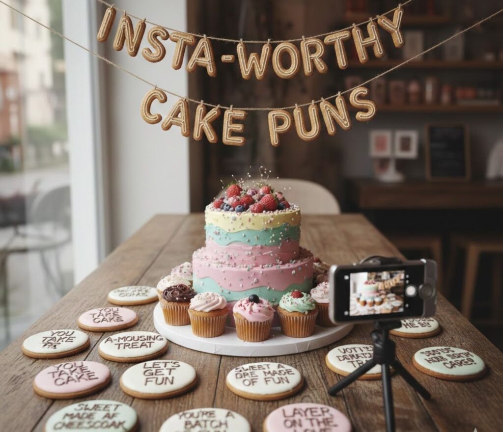 "Insta-worthy cake puns for sweet captions, filled with clever, playful, and fun wordplay perfect for posts, stories, and celebrations."
