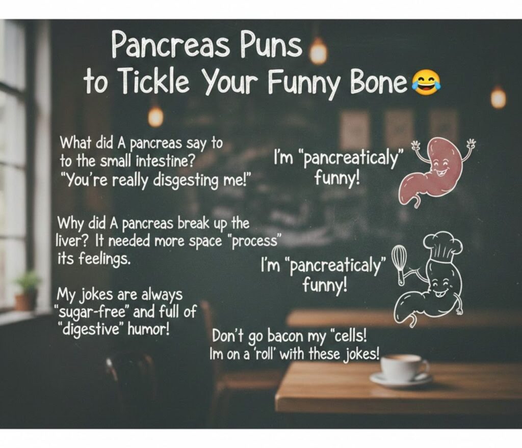 "Pancreas puns to tickle your funny bone, filled with clever, playful, and lighthearted wordplay perfect for captions, posts, and laughs