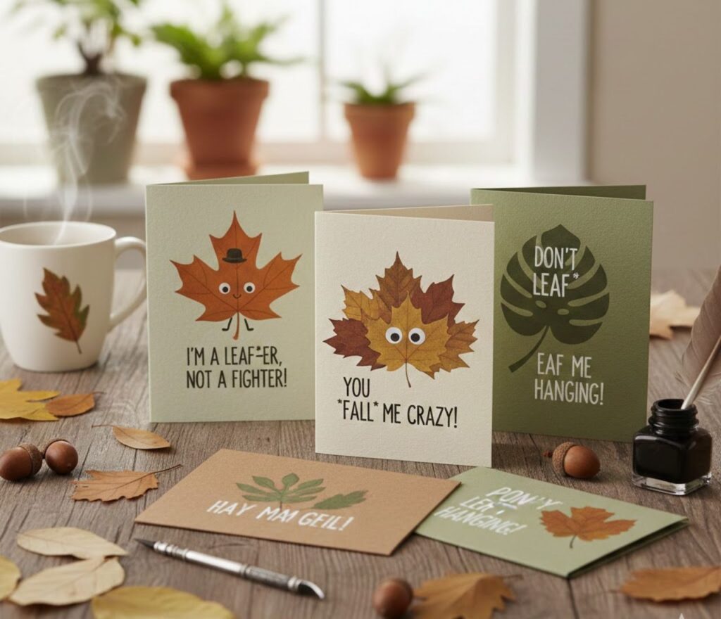 "Punny leaf jokes for cards, filled with clever, cute, and playful wordplay perfect for greetings, notes, and thoughtful messages."