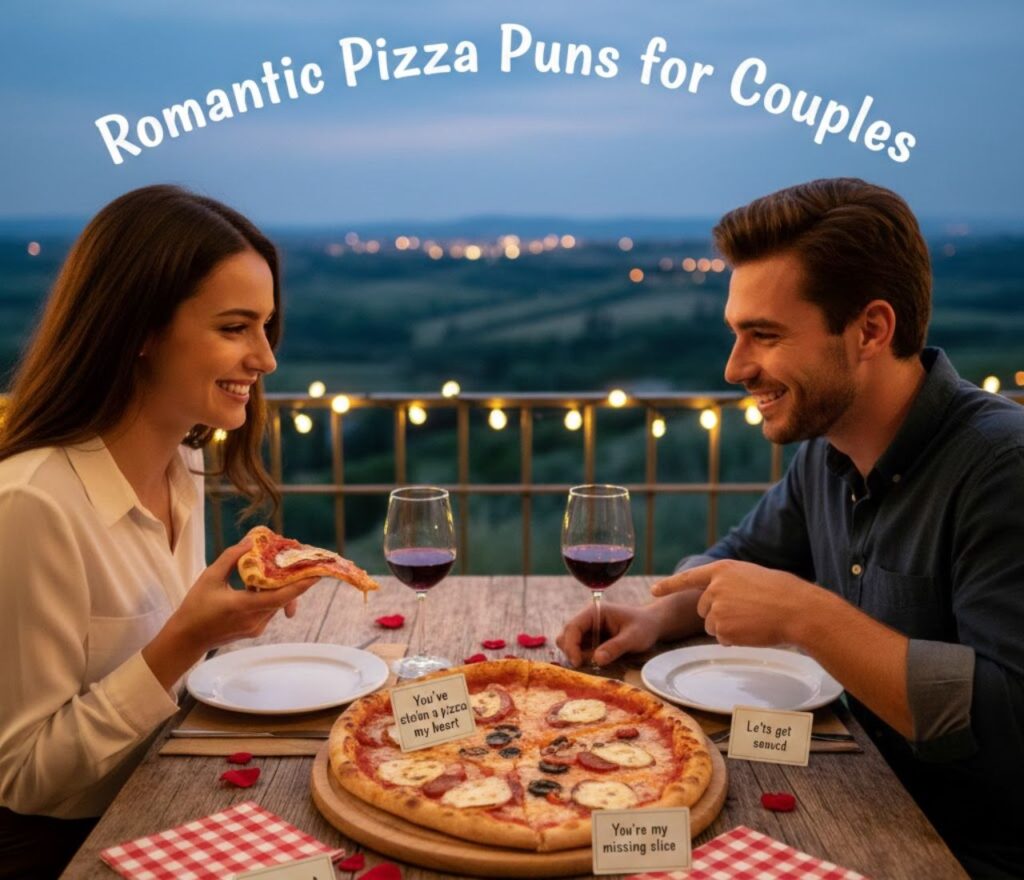 "Romantic pizza puns for couples, filled with cheesy charm, sweet humor, and playful wordplay perfect for captions, messages, and date-night posts."

Want more flirty variations? 🍕