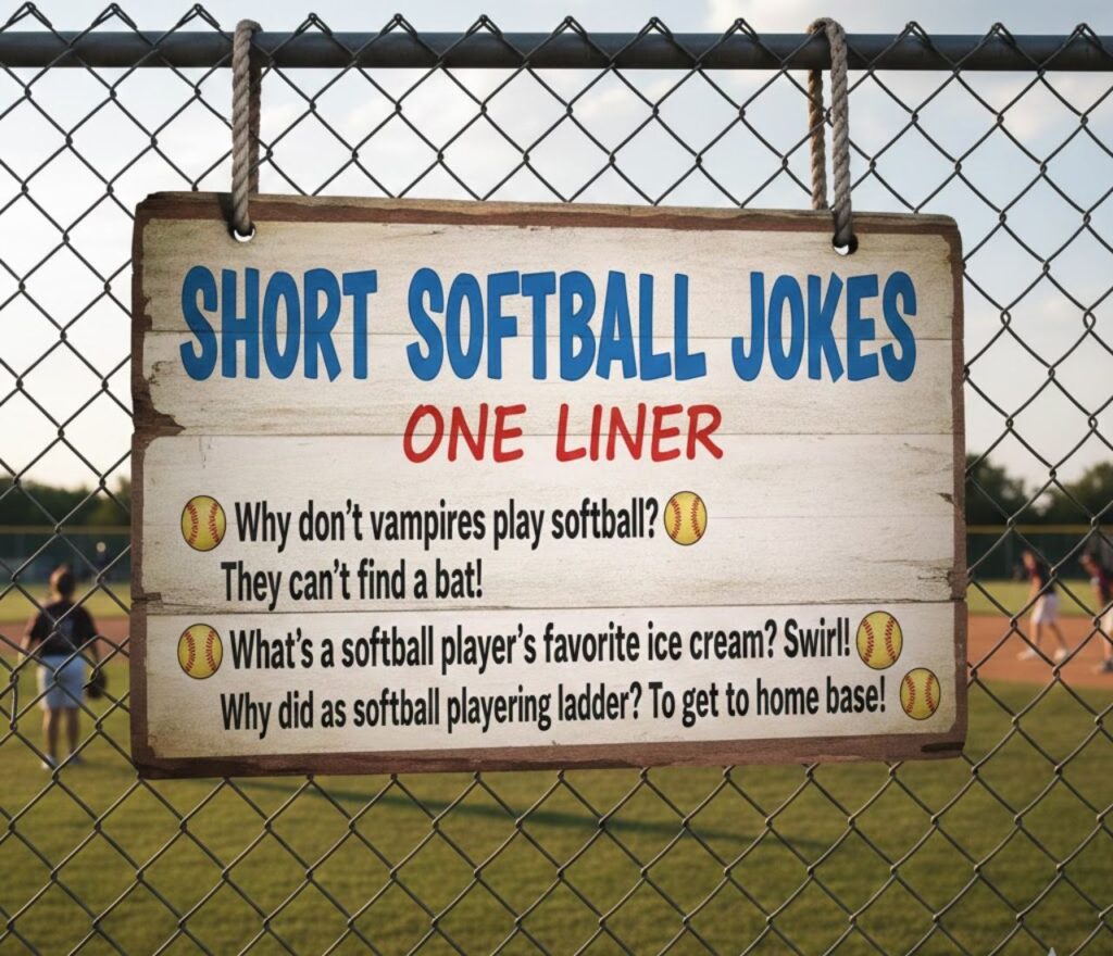 Funny softball puns, jokes, and one-liners for players, teams, and fans. Perfect for Instagram captions, dugout humor, and social media posts to bring laughter, team spirit, and fun to every softball game.