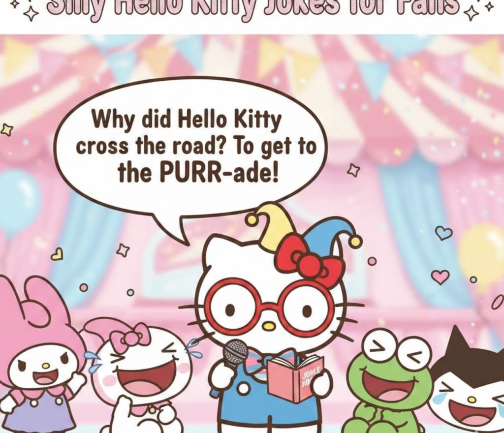 Silly Hello Kitty jokes for fans, full of playful, funny, and clever wordplay perfect for captions, posts, and lighthearted laughs."