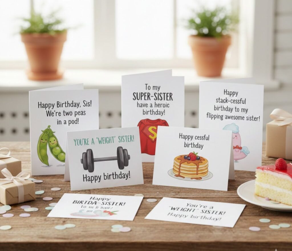 "Sister puns for birthday cards, full of funny, sweet, and playful wordplay perfect for messages, captions, and celebration posts."