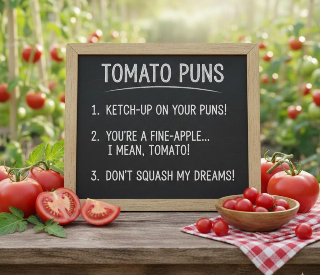 Tomato puns captions packed with clever, funny, and playful wordplay, perfect for social posts, foodie photos, and sharing lighthearted humor."