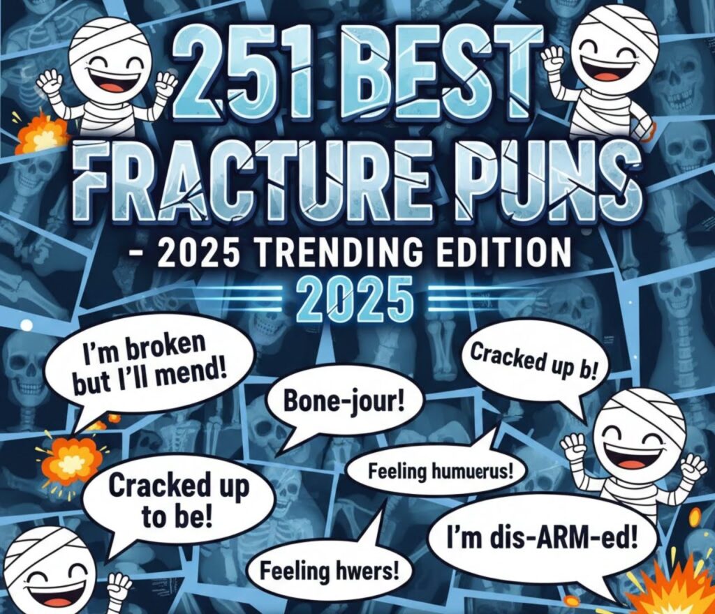Collection of 251 best fracture puns for 2025, trending bone humor, clever wordplay, witty jokes, and shareable laughs online.