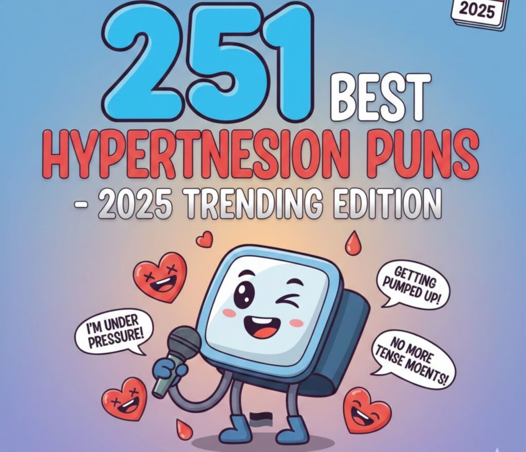 Collection of 251 best hypertension puns for 2025, trending jokes using blood pressure humor, clever wordplay, and shareable laughs online.