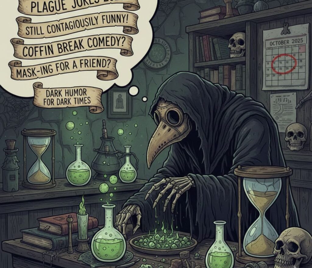 Dark humor plague puns for 2025 featuring edgy historical jokes, macabre wordplay, bold satire, and shareable laughs for daring audiences.