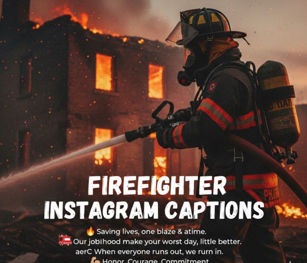 Firefighter Instagram captions featuring heroic vibes, clever wordplay, brave humor, rescue-themed jokes, and shareable posts for social media followers.