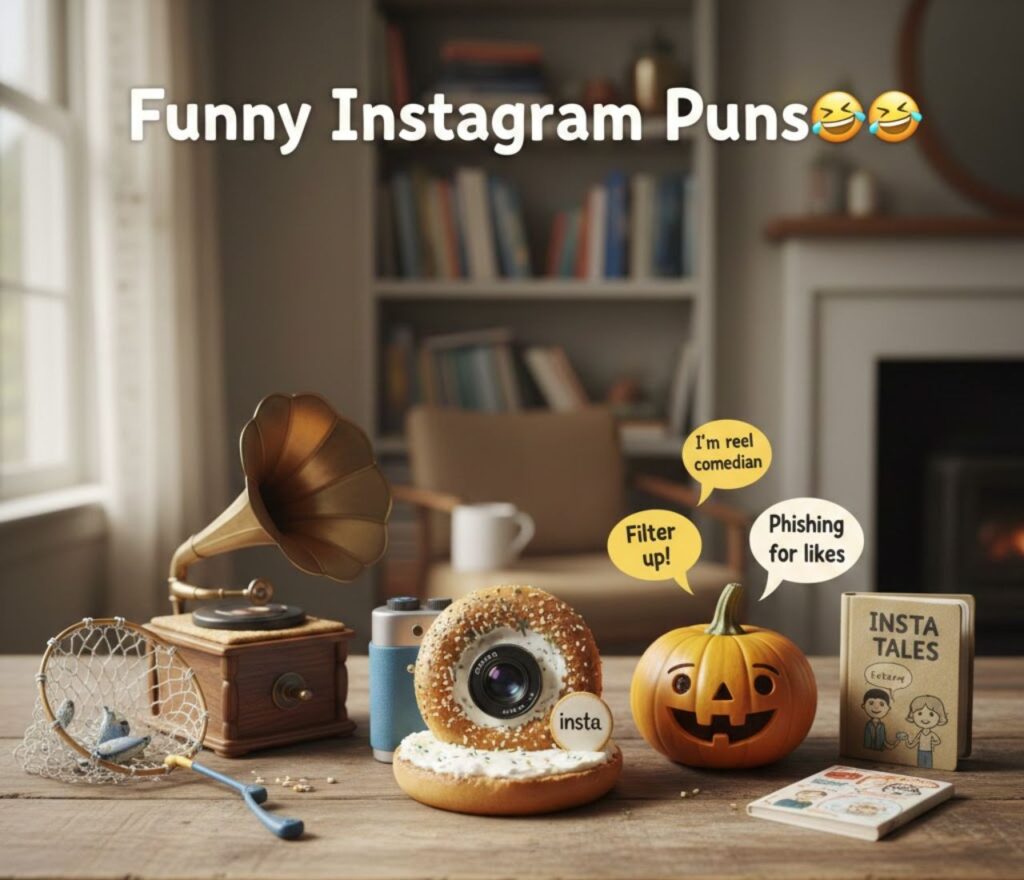 Funny Instagram puns featuring witty captions, playful wordplay, viral humor, clever jokes, and shareable laughs for social media posts daily.