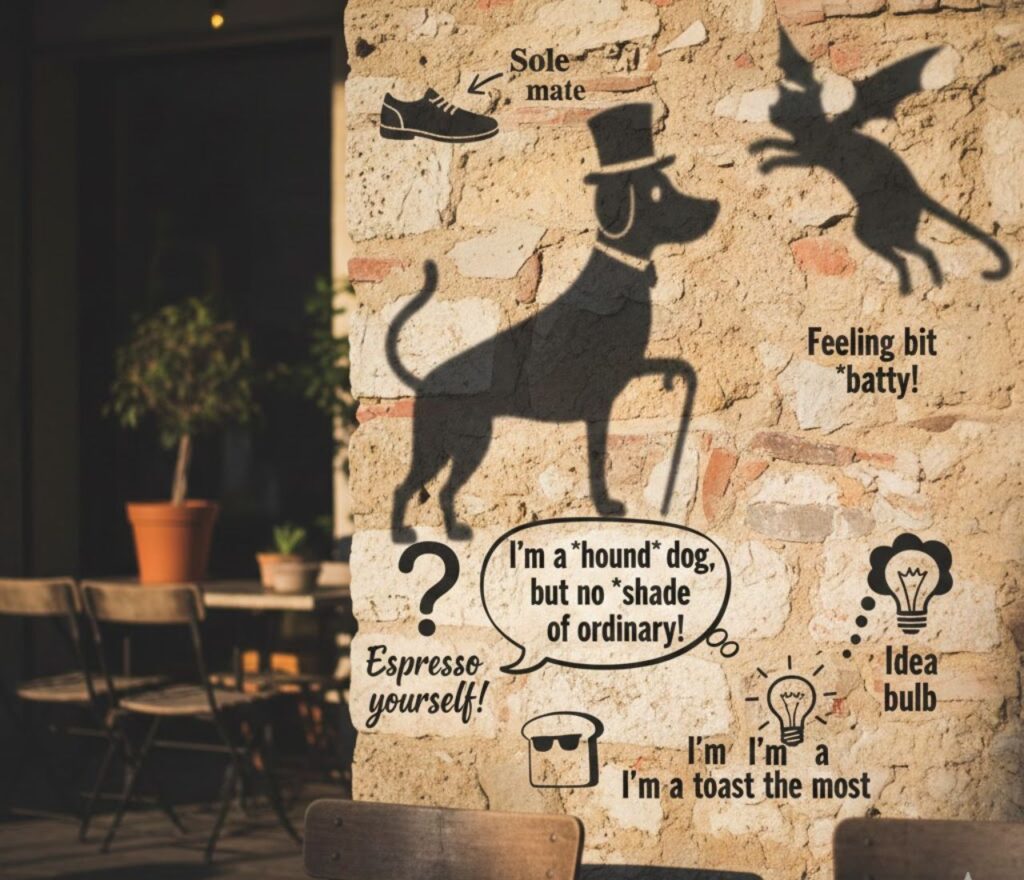 Shadow puns featuring playful wordplay, light and dark humor, sneaky jokes, clever lines, and mysterious, shareable laughs for any mood.