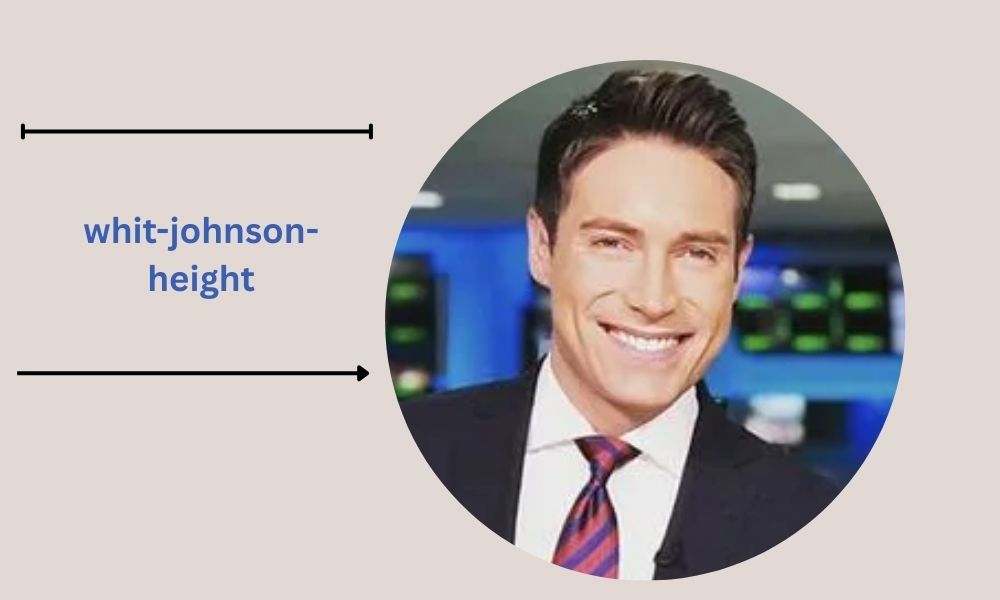 Whit Johnson, co-anchor of ABC's Good Morning America Weekend, standing in a professional suit during a broadcast segment.