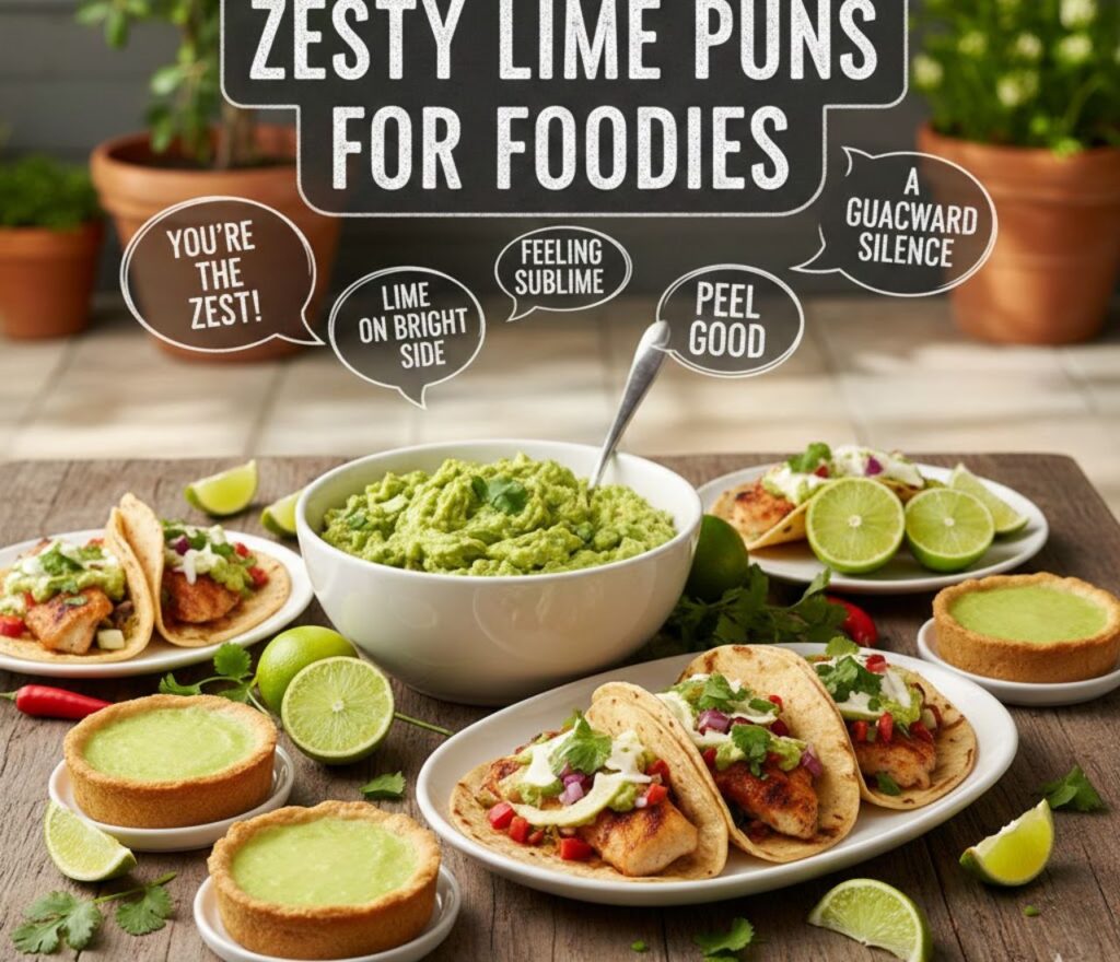 Zesty lime puns for foodies featuring citrus wordplay, tangy humor, kitchen jokes, fresh flavors, and shareable laughs today online everywhere.
