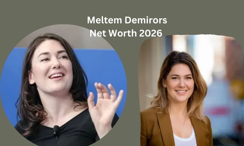 Meltem Demirors, cryptocurrency strategist and Crucible Capital founder, speaking at a blockchain conference. Her exact net worth is not public.
