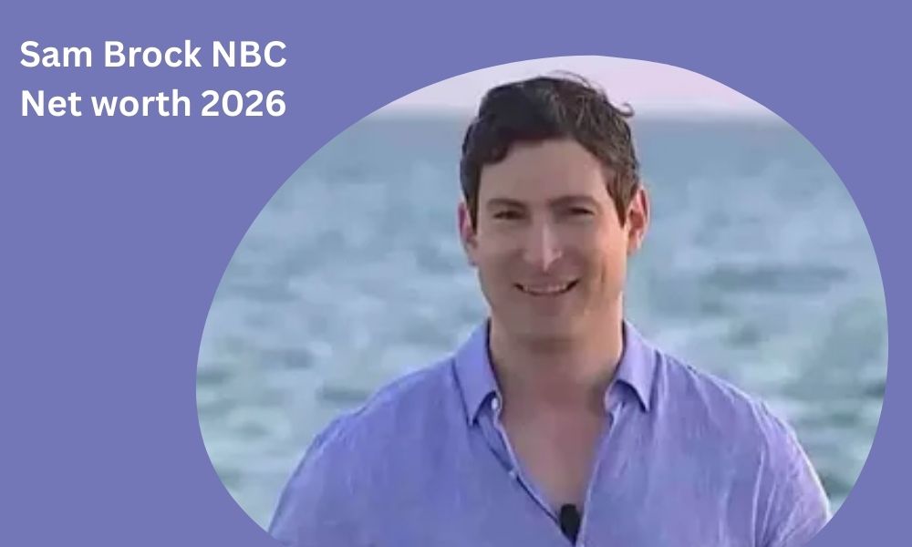 Sam Brock, NBC News national correspondent, reporting live from a hurricane zone or political rally with microphone in hand.